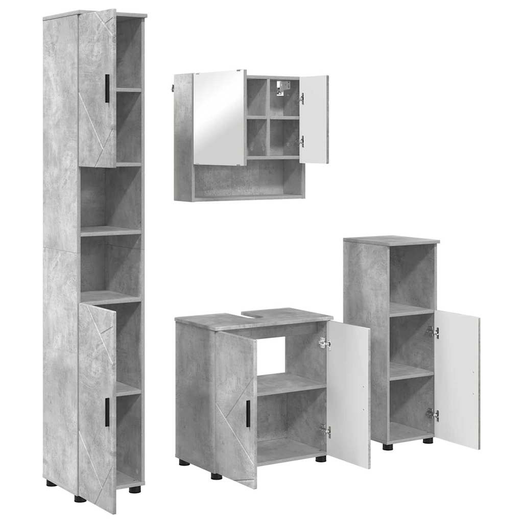 Badezimmermöbel Set mit Tür 4 pcs Betongrau 61 x 35 x 64 cm