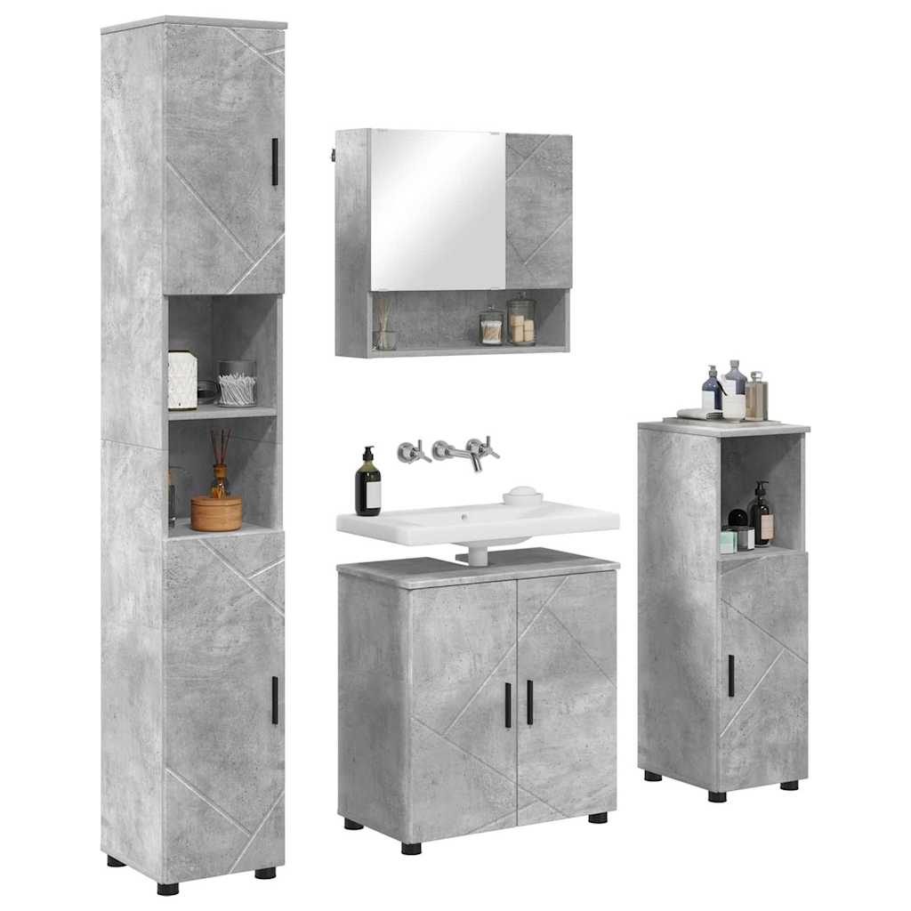 Badezimmermöbel Set mit Tür 4 pcs Betongrau 61 x 35 x 64 cm