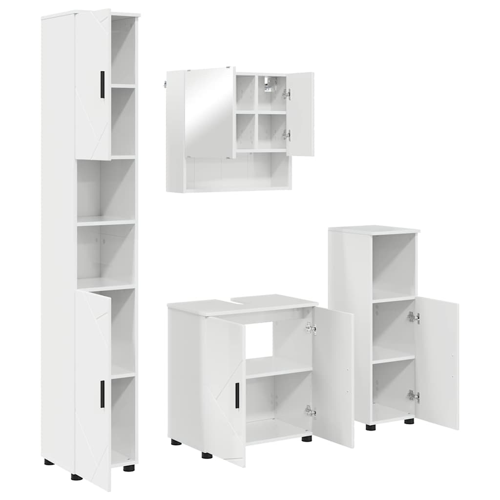 Badezimmermöbel Set 4 pcs Hochglanz-Weiß 61 x 35 x 64 cm