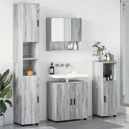 Badezimmermöbel Set mit Tür 4 pcs Grau Sonoma 61 x 35 x 64 cm