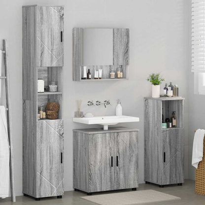 Badezimmermöbel Set mit Tür 4 pcs Grau Sonoma 61 x 35 x 64 cm