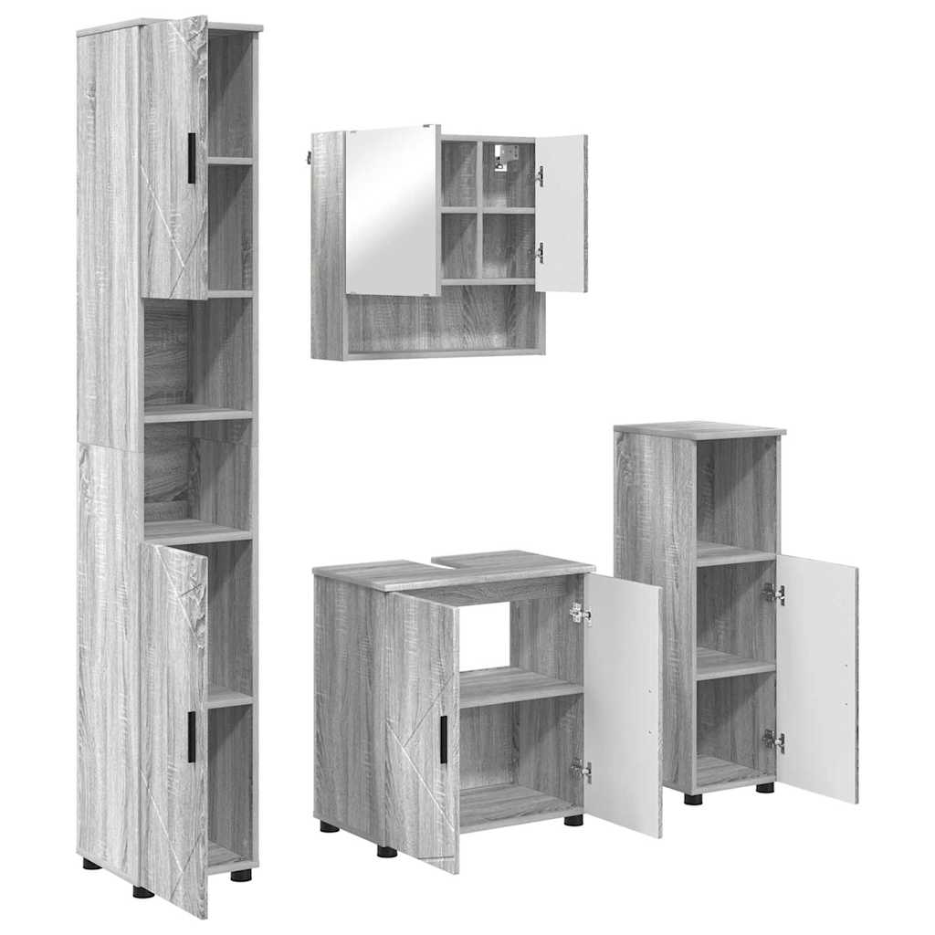 Badezimmermöbel Set mit Tür 4 pcs Grau Sonoma 61 x 35 x 64 cm