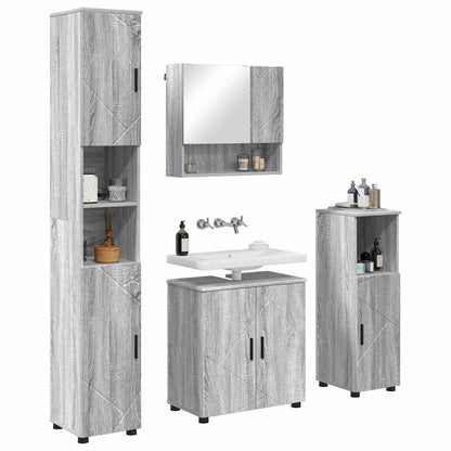 Badezimmermöbel Set mit Tür 4 pcs Grau Sonoma 61 x 35 x 64 cm
