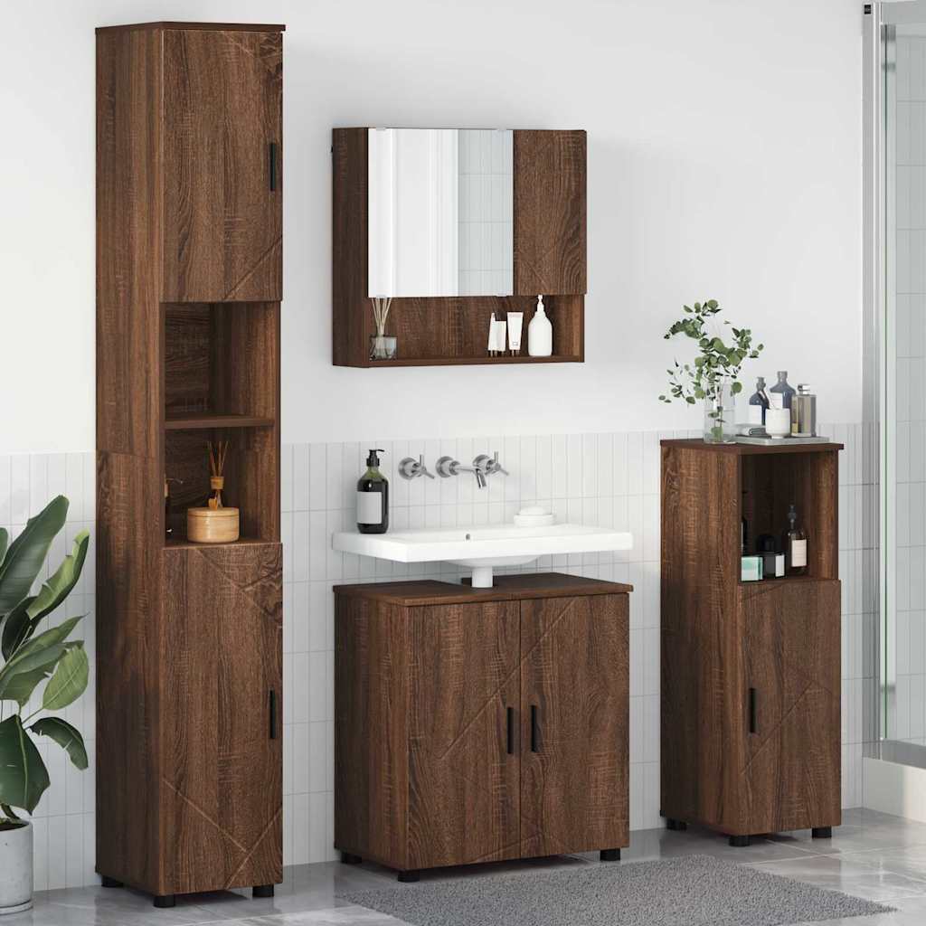 Badezimmermöbel Set 4 pcs Braun Eichen-Optik 61 x 35 x 64 cm