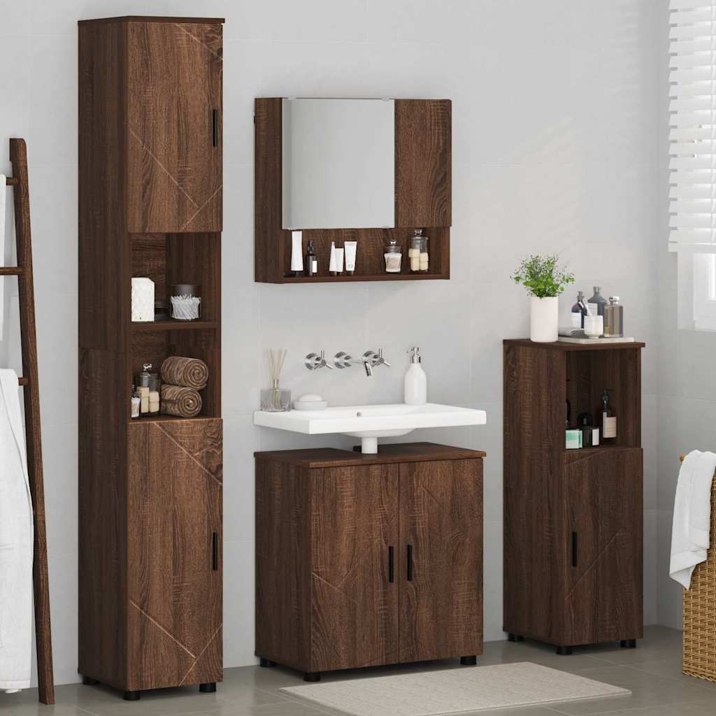 Badezimmermöbel Set 4 pcs Braun Eichen-Optik 61 x 35 x 64 cm