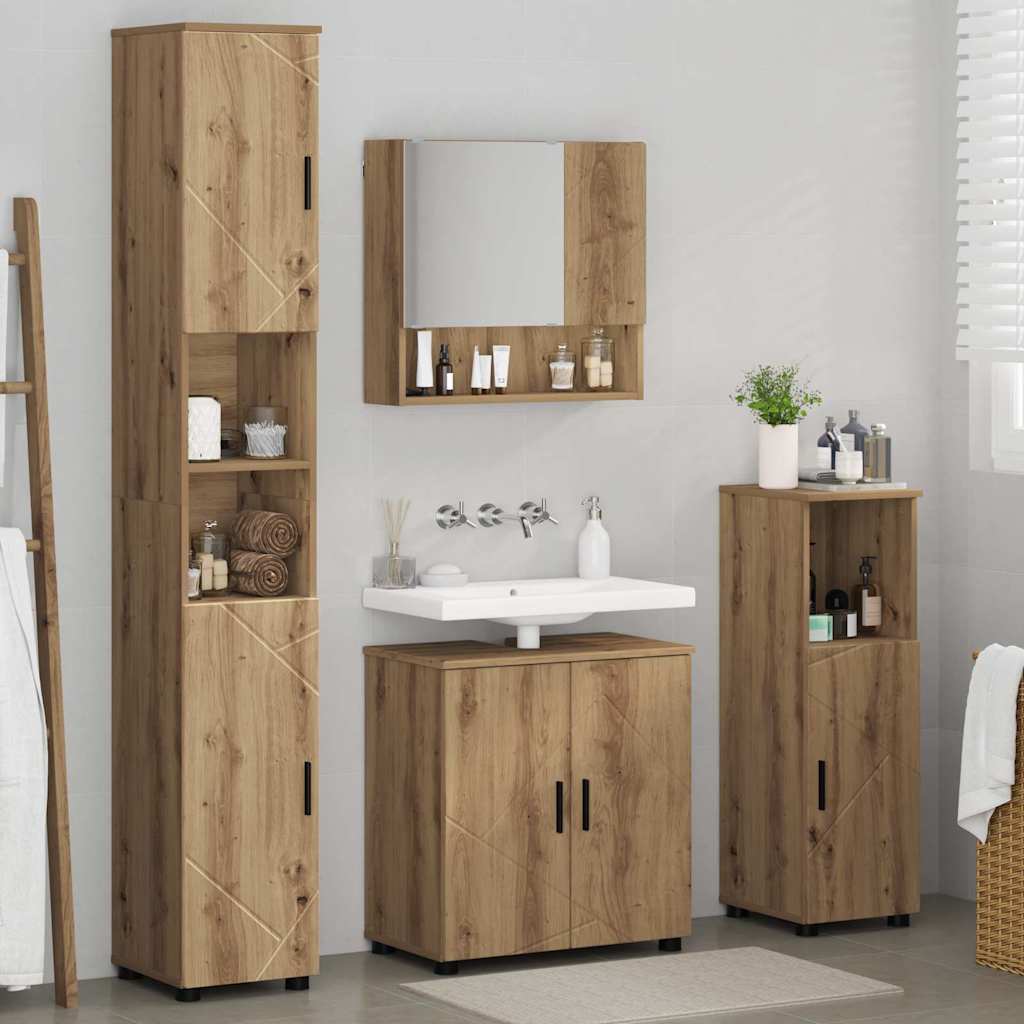 Badezimmermöbel Set mit Tür 4 pcs Artisan-Eiche 61 x 35 x 64 cm