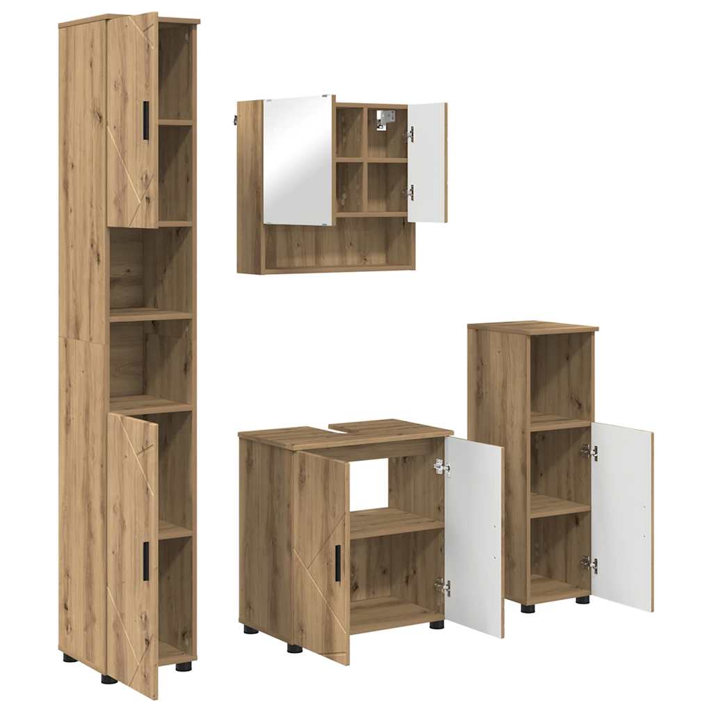 Badezimmermöbel Set mit Tür 4 pcs Artisan-Eiche 61 x 35 x 64 cm