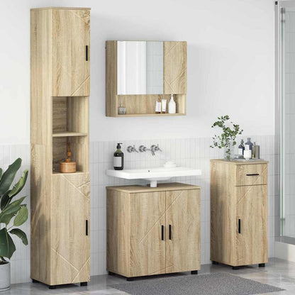 Badezimmermöbel Set mit Tür 4 pcs Sonoma-Eiche 61 x 35 x 64 cm