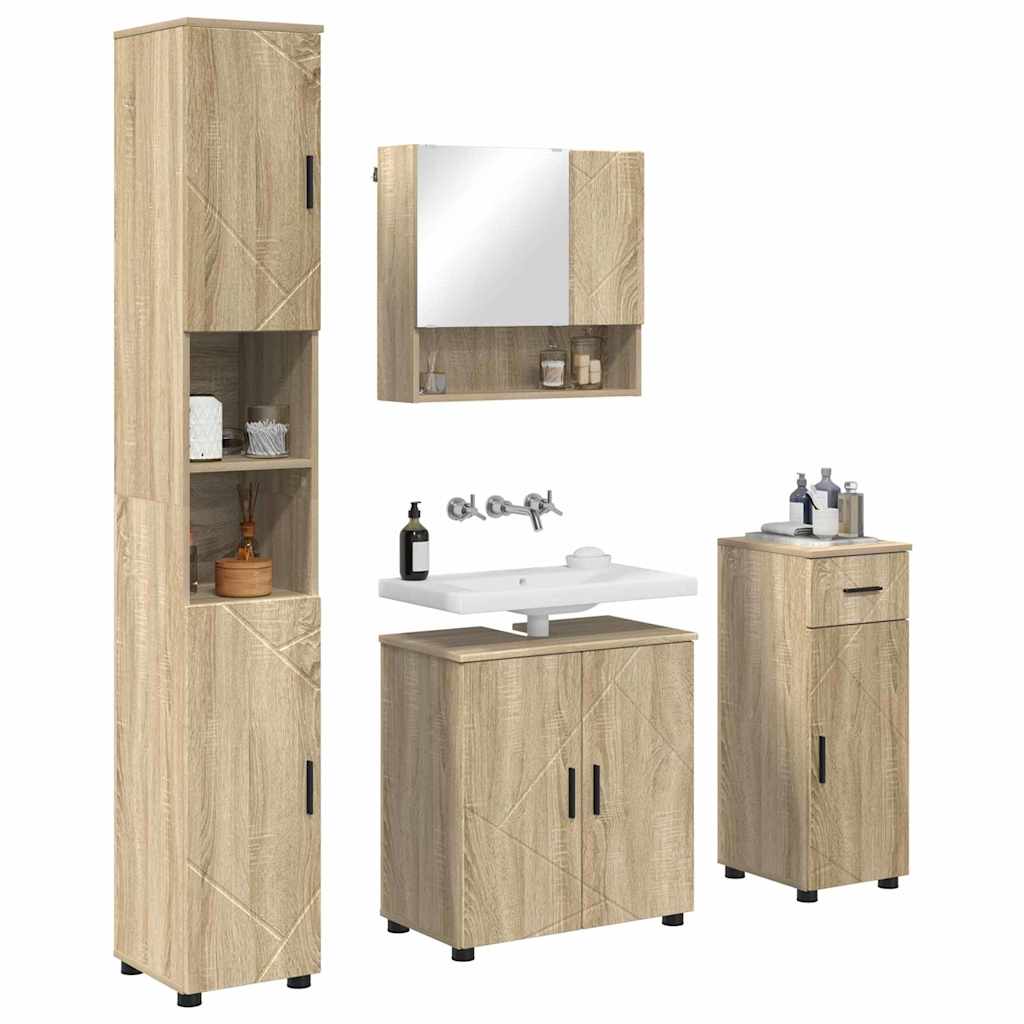 Badezimmermöbel Set mit Tür 4 pcs Sonoma-Eiche 61 x 35 x 64 cm