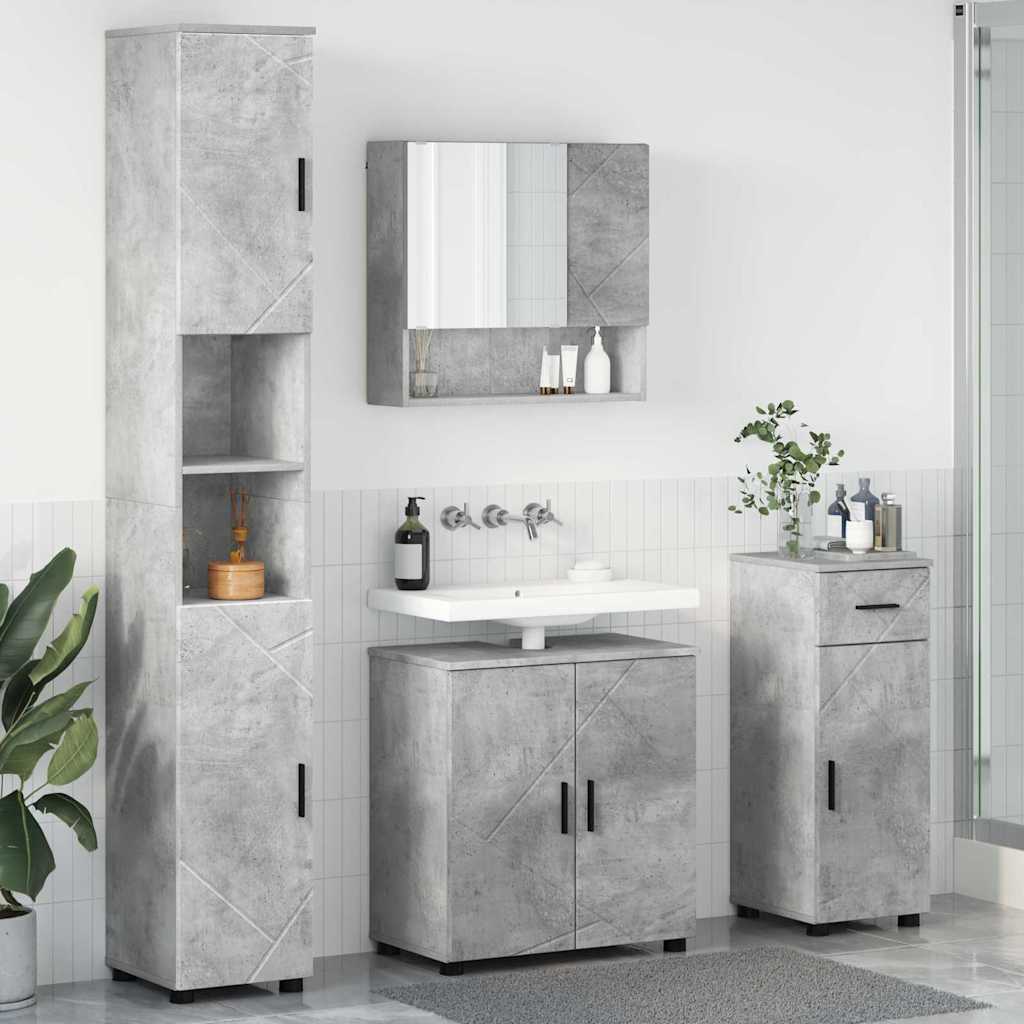 Badezimmermöbel Set mit Tür 4 pcs Betongrau 61 x 35 x 64 cm