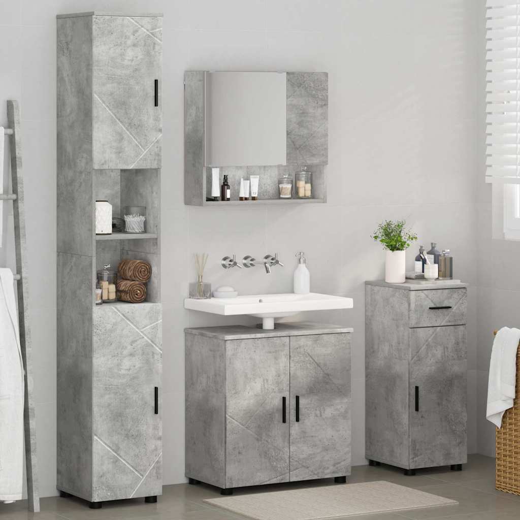 Badezimmermöbel Set mit Tür 4 pcs Betongrau 61 x 35 x 64 cm