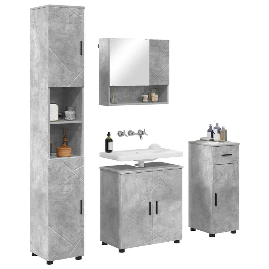 Badezimmermöbel Set mit Tür 4 pcs Betongrau 61 x 35 x 64 cm