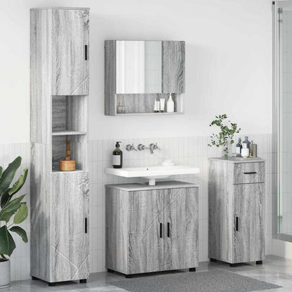 Badezimmermöbel Set mit Tür 4 pcs Grau Sonoma 61 x 35 x 64 cm