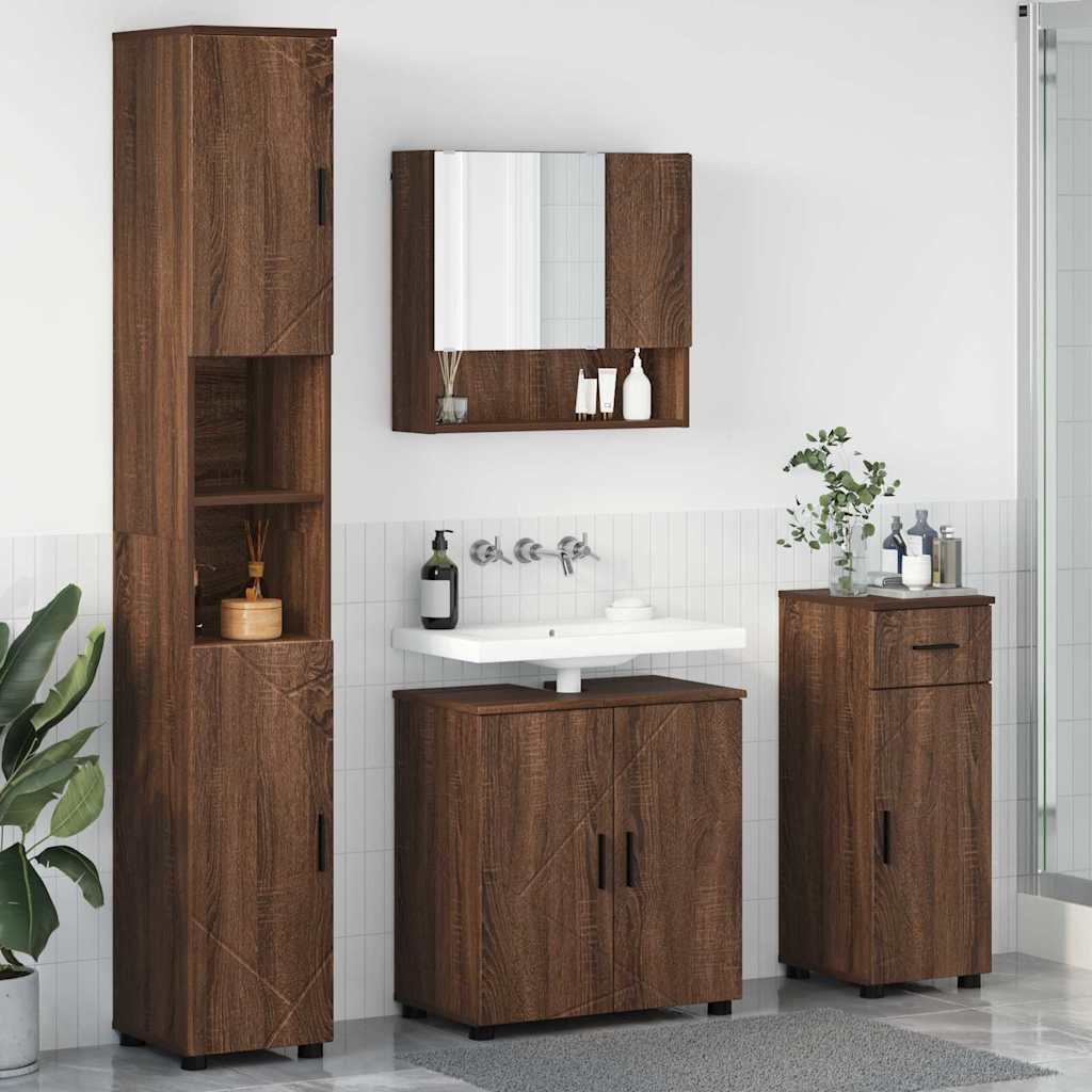 Badezimmermöbel Set 4 pcs Braun Eichen-Optik 61 x 35 x 64 cm