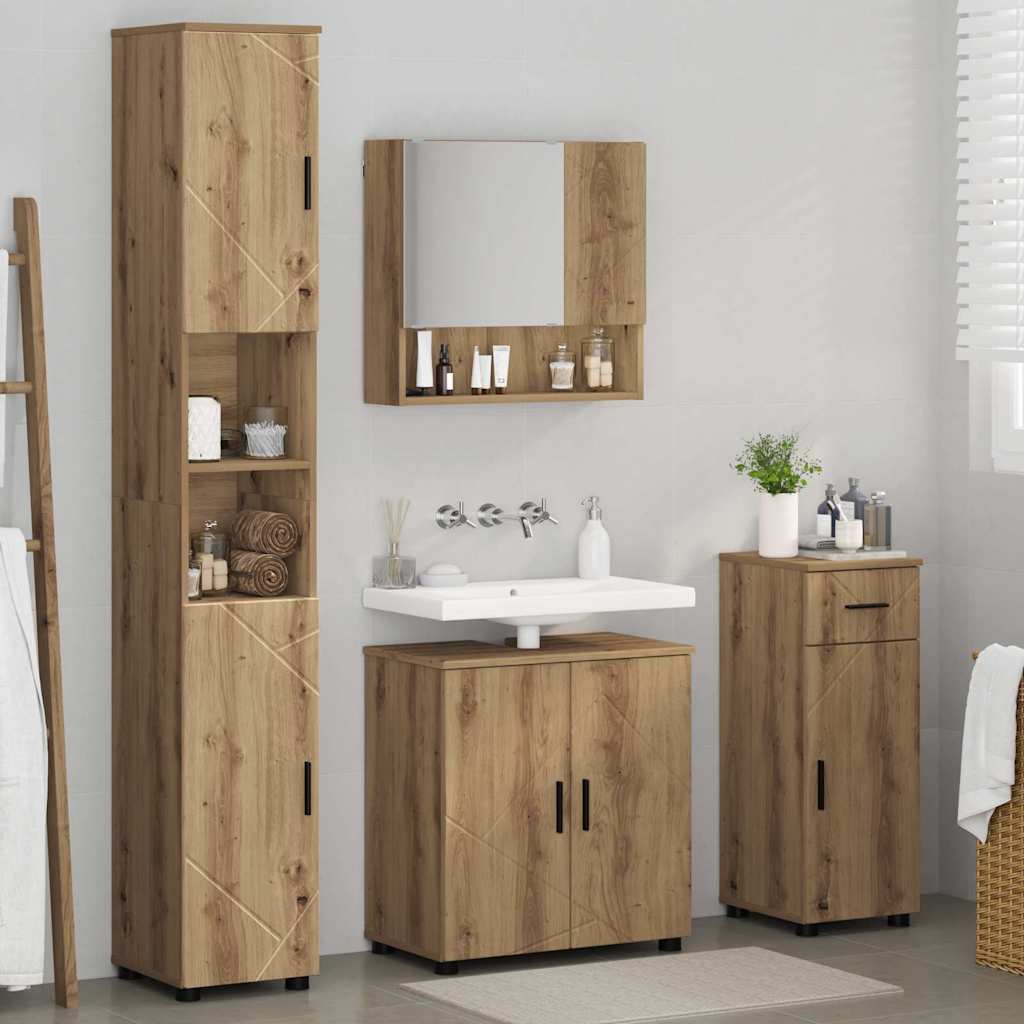 Badezimmermöbel Set mit Tür 4 pcs Artisan-Eiche 61 x 35 x 64 cm