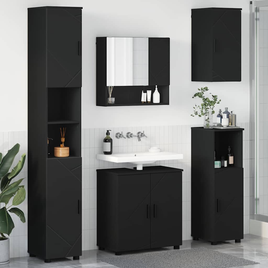 Badezimmermöbel Set 5 pcs Schwarz 61 x 35 x 64 cm Holzwerkstoff