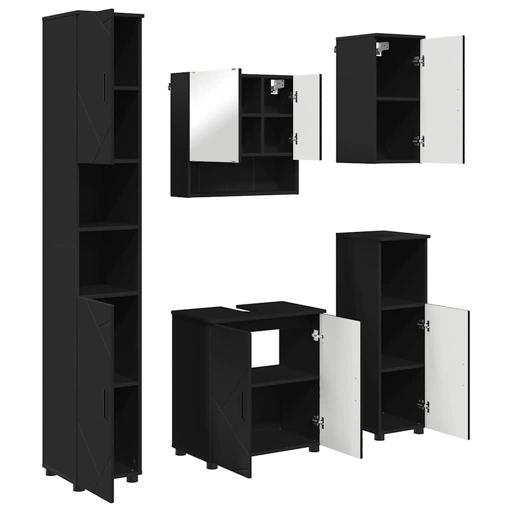 Badezimmermöbel Set 5 pcs Schwarz 61 x 35 x 64 cm Holzwerkstoff
