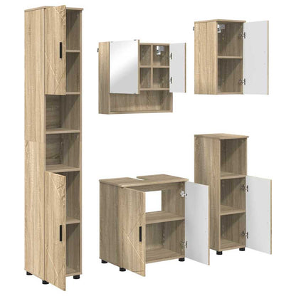 Badezimmermöbel Set mit Tür 5 pcs Sonoma-Eiche 61 x 35 x 64 cm