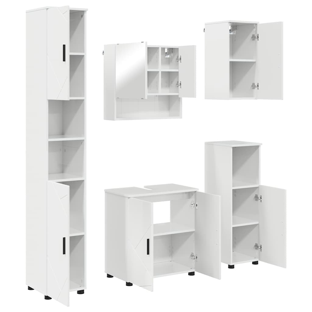 Badezimmermöbel Set 5 pcs Hochglanz-Weiß 61 x 35 x 64 cm
