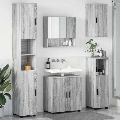 Badezimmermöbel Set mit Tür 5 pcs Grau Sonoma 61 x 35 x 64 cm