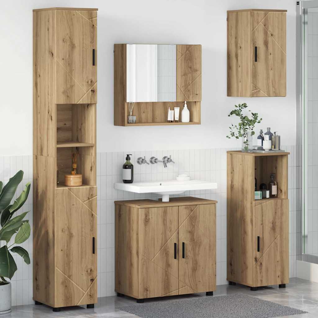 Badezimmermöbel Set mit Tür 5 pcs Artisan-Eiche 61 x 35 x 64 cm