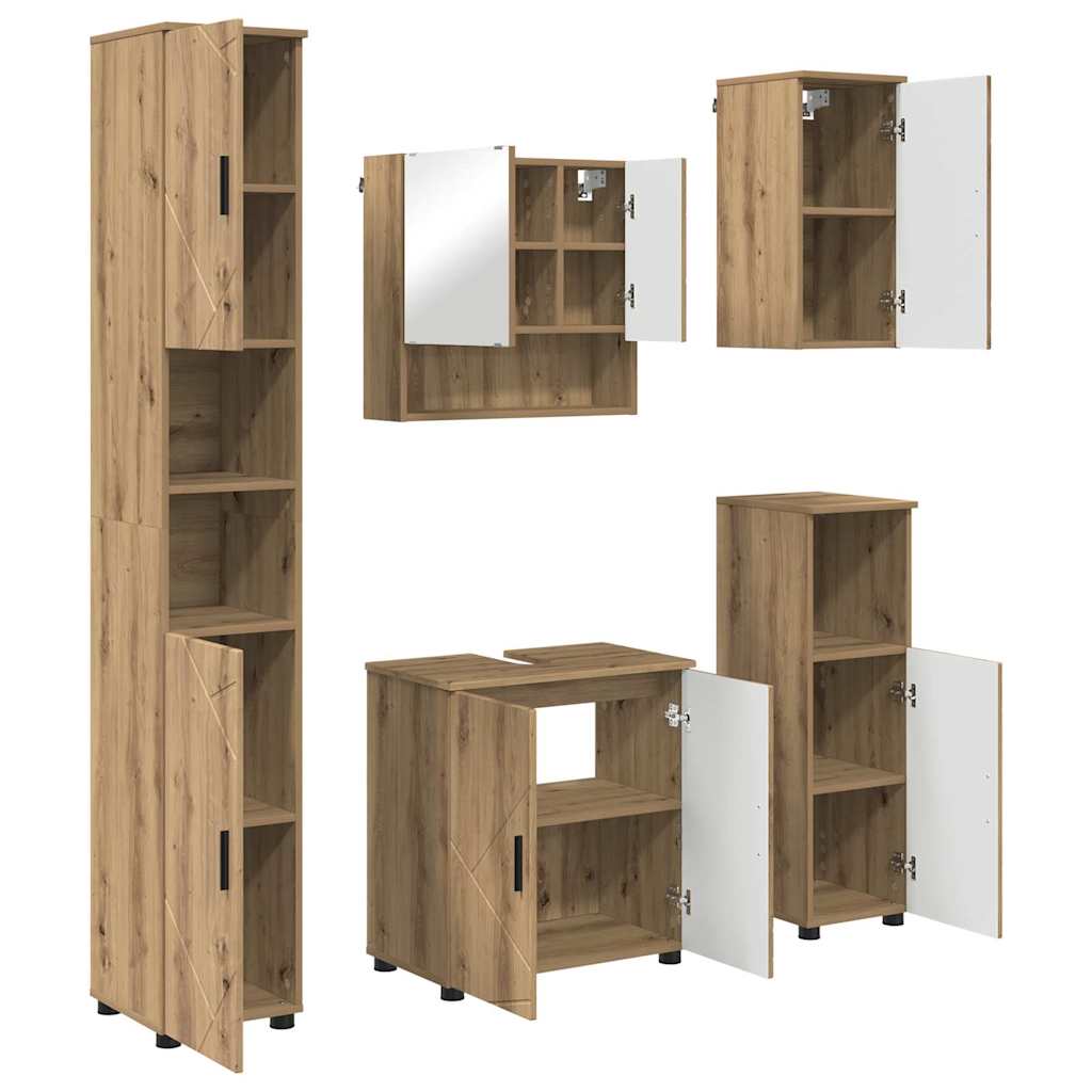 Badezimmermöbel Set mit Tür 5 pcs Artisan-Eiche 61 x 35 x 64 cm