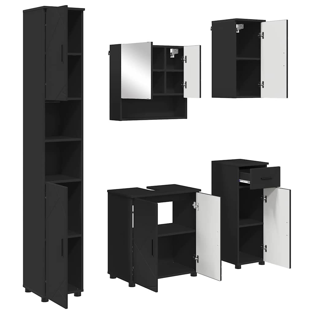 Badezimmermöbel Set 5 pcs Schwarz 61 x 35 x 64 cm Holzwerkstoff