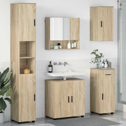 Badezimmermöbel Set mit Tür 5 pcs Sonoma-Eiche 61 x 35 x 64 cm