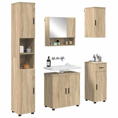 Badezimmermöbel Set mit Tür 5 pcs Sonoma-Eiche 61 x 35 x 64 cm