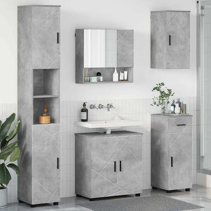 Badezimmermöbel Set mit Tür 5 pcs Betongrau 61 x 35 x 64 cm