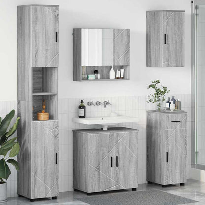 Badezimmermöbel Set mit Tür 5 pcs Grau Sonoma 61 x 35 x 64 cm