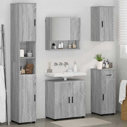 Badezimmermöbel Set mit Tür 5 pcs Grau Sonoma 61 x 35 x 64 cm