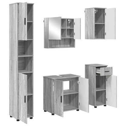 Badezimmermöbel Set mit Tür 5 pcs Grau Sonoma 61 x 35 x 64 cm