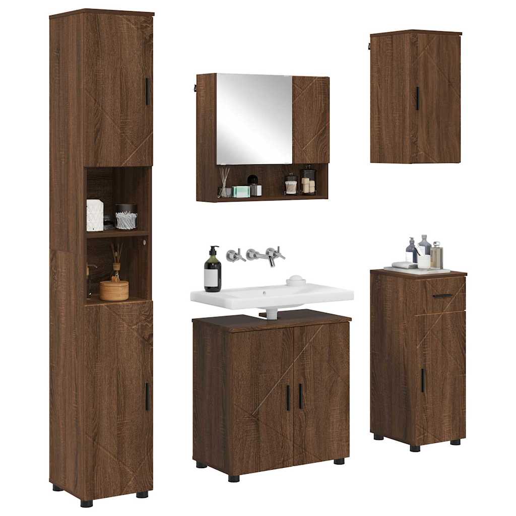 Badezimmermöbel Set 5 pcs Braun Eichen-Optik 61 x 35 x 64 cm