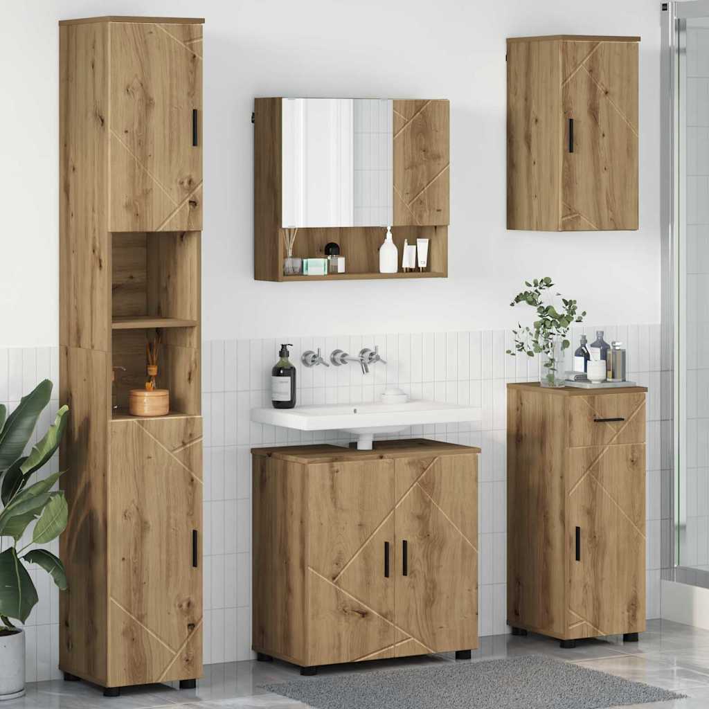 Badezimmermöbel Set mit Tür 5 pcs Artisan-Eiche 61 x 35 x 64 cm