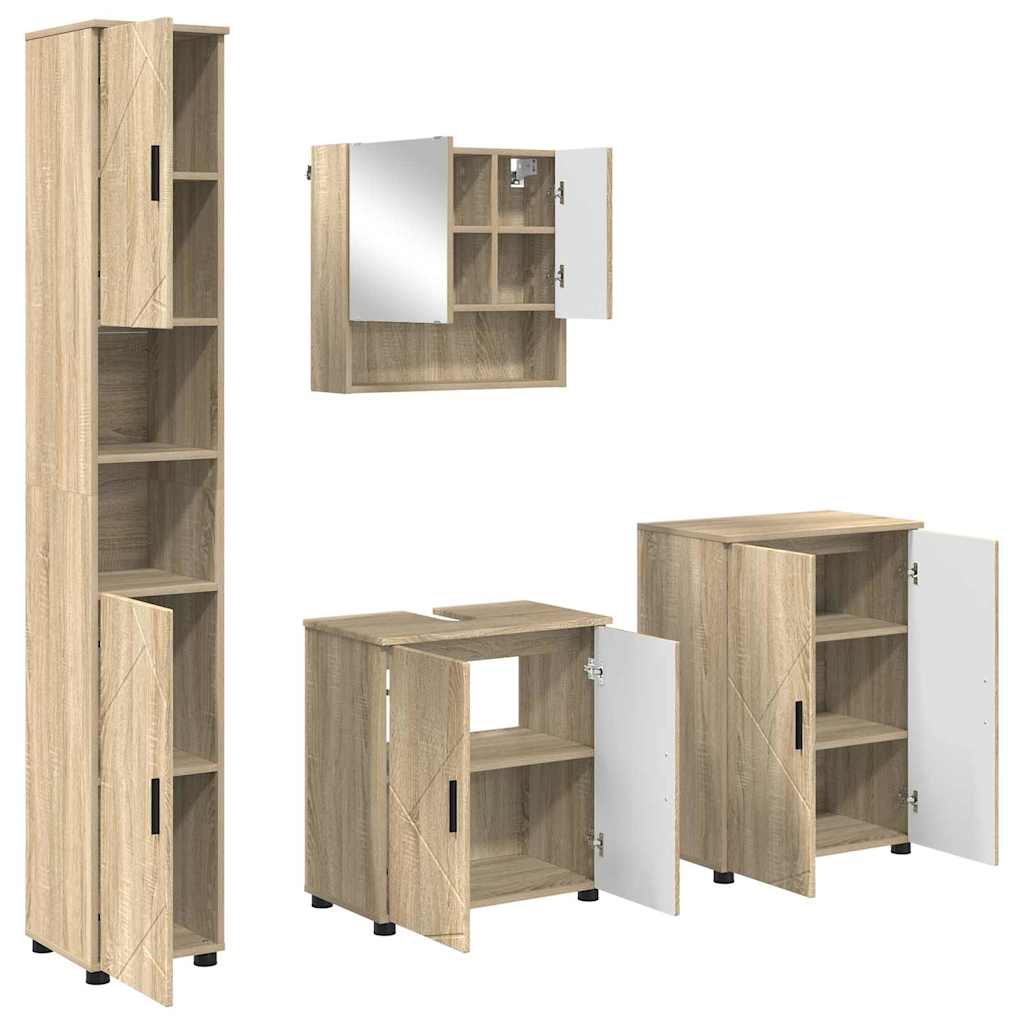 Badezimmermöbel Set mit Tür 4 pcs Sonoma-Eiche 61 x 35 x 64 cm