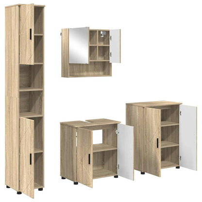 Badezimmermöbel Set mit Tür 4 pcs Sonoma-Eiche 61 x 35 x 64 cm