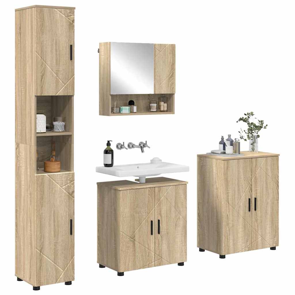 Badezimmermöbel Set mit Tür 4 pcs Sonoma-Eiche 61 x 35 x 64 cm