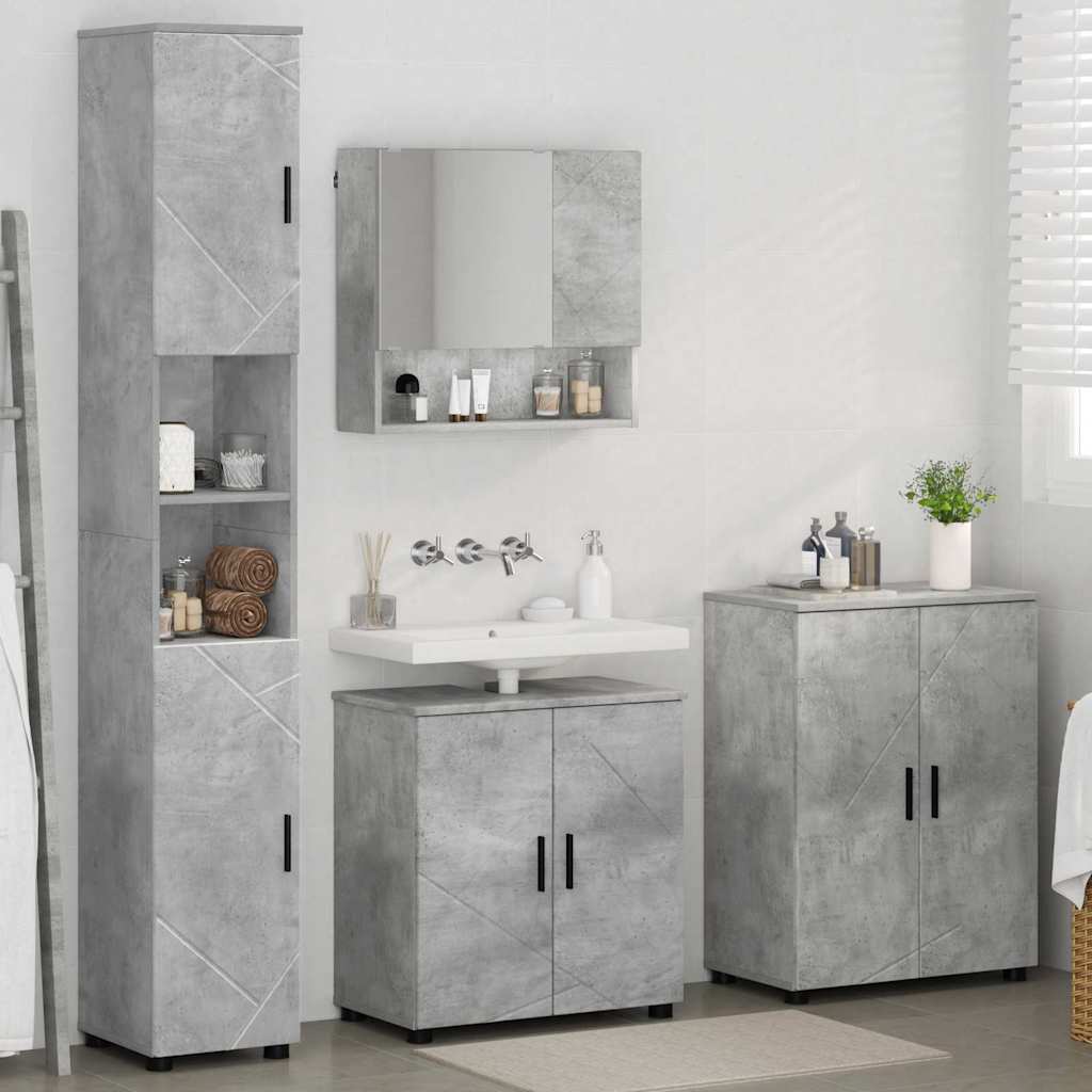 Badezimmermöbel Set mit Tür 4 pcs Betongrau 61 x 35 x 64 cm