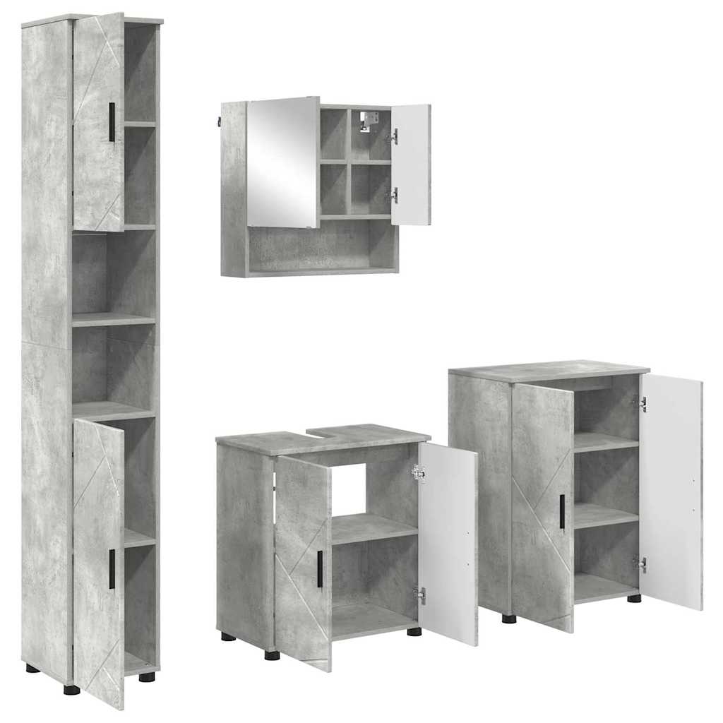 Badezimmermöbel Set mit Tür 4 pcs Betongrau 61 x 35 x 64 cm