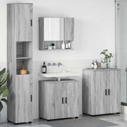 Badezimmermöbel Set mit Tür 4 pcs Grau Sonoma 61 x 35 x 64 cm