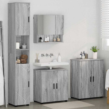 Badezimmermöbel Set mit Tür 4 pcs Grau Sonoma 61 x 35 x 64 cm