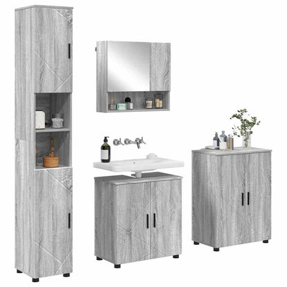 Badezimmermöbel Set mit Tür 4 pcs Grau Sonoma 61 x 35 x 64 cm