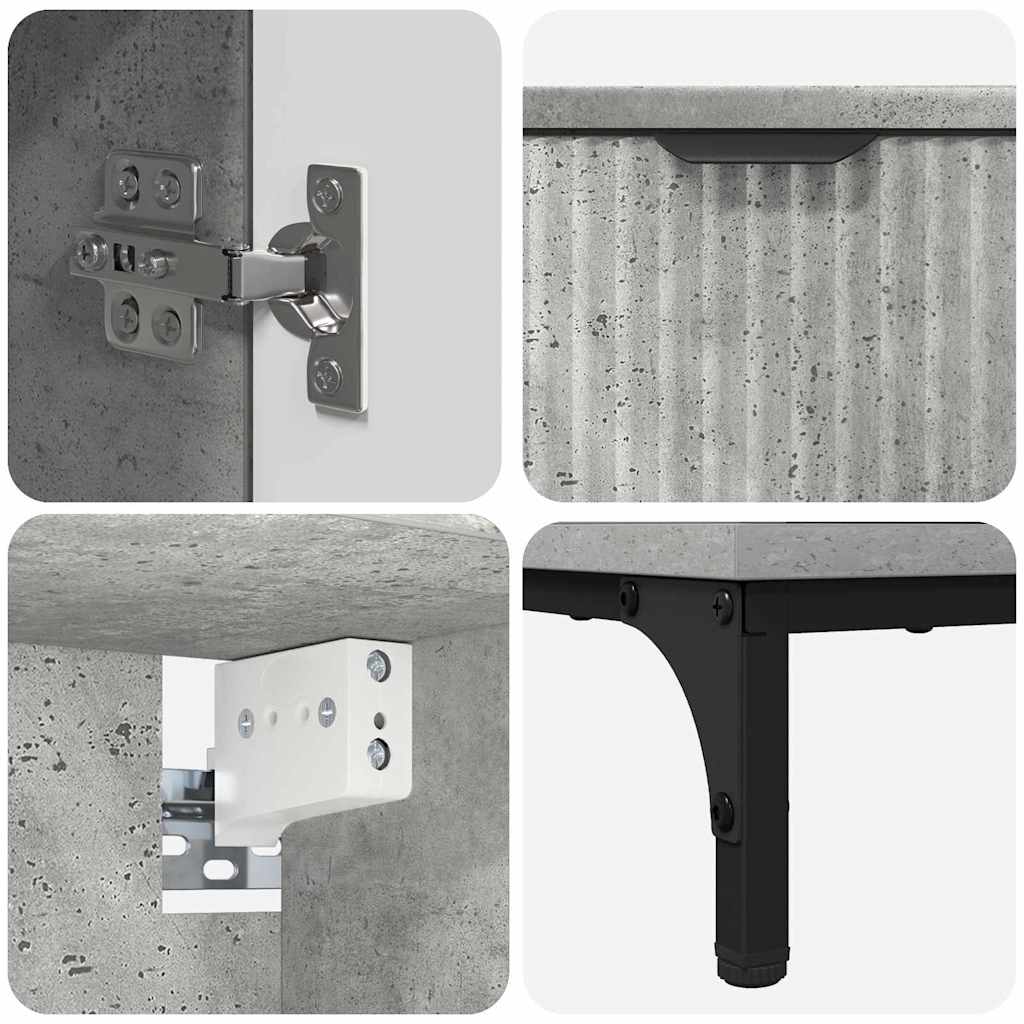 Badezimmermöbel Set Wandmontiert Beton Grau Spanplatte, Metall Betongrau