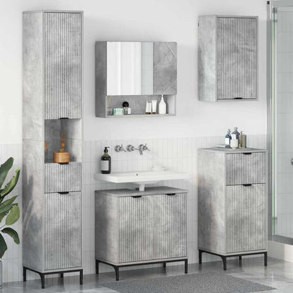 Badezimmermöbel Set Wandmontiert Beton Grau Spanplatte, Metall Betongrau