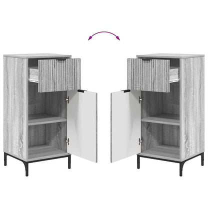 Badezimmermöbel Set mit Tür Graues Sonoma Spanplatte, Metall