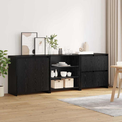 Sideboard 3 pcs Schwarz Eichen-Optik 70 x 41 x 75 cm