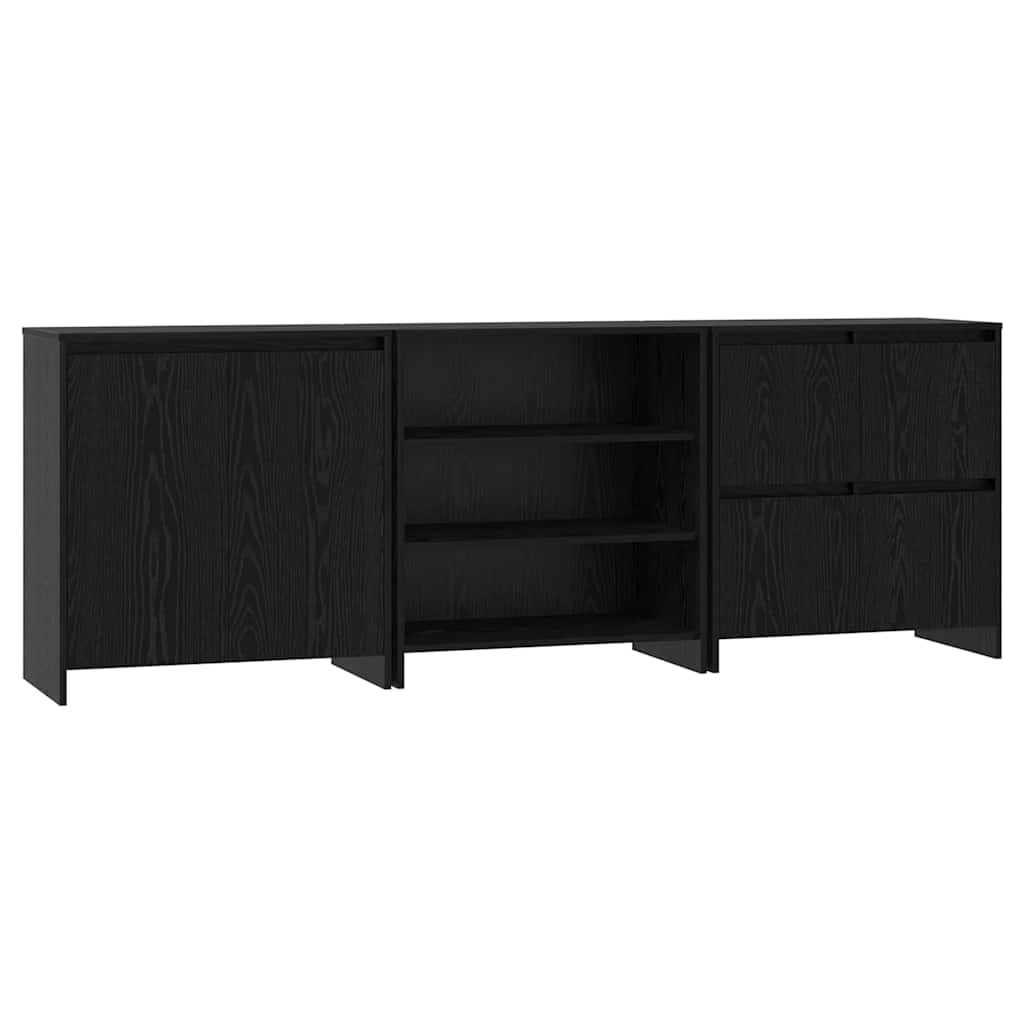 Sideboard 3 pcs Schwarz Eichen-Optik 70 x 41 x 75 cm
