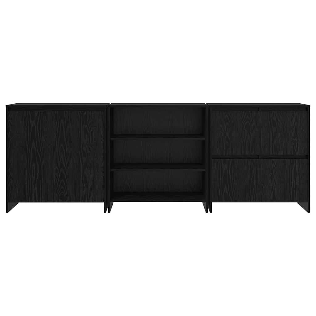 Sideboard 3 pcs Schwarz Eichen-Optik 70 x 41 x 75 cm
