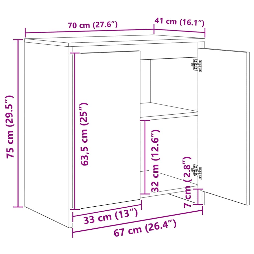 Sideboard 3 pcs Schwarz Eichen-Optik 70 x 41 x 75 cm